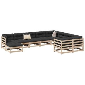 vidaXL Set canapea de grădină cu perne, 10 piese, lemn masiv de pin imagine