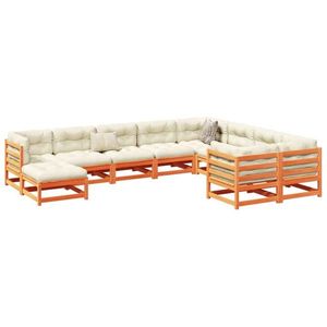 vidaXL Set canapea de grădină, 10 piese, maro ceruit lemn masiv de pin imagine