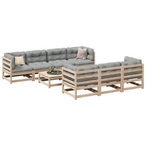 vidaXL Set canapea de grădină cu perne, 8 piese, lemn masiv de pin imagine