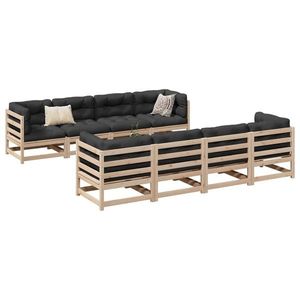 vidaXL Set canapea de grădină cu perne, 9 piese, lemn masiv de pin imagine