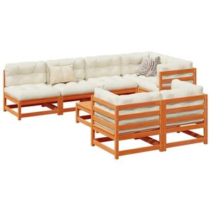 vidaXL Set canapele grădină cu perne, 8 piese, maro, lemn masiv de pin imagine