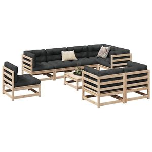 vidaXL Set canapea de grădină cu perne, 9 piese, lemn masiv de pin imagine