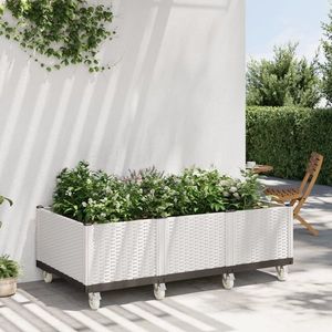 vidaXL Jardinieră de grădină cu picioare, alb, 150x80x54 cm, PP imagine