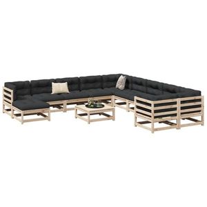 vidaXL Set canapele de grădină, 12 piese, lemn masiv de pin imagine