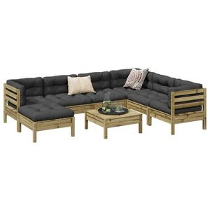 vidaXL Set canapea de grădină, 8 piese, lemn de pin tratat imagine