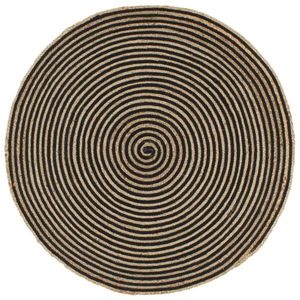 vidaXL Covor lucrat manual cu model spiralat, negru, 90 cm, iută imagine