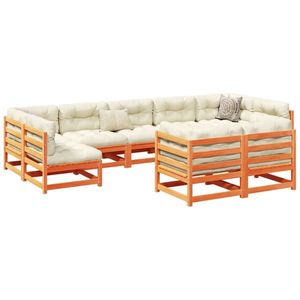 vidaXL Set mobilier de grădină cu perne, 9 piese, lemn masiv de pin imagine