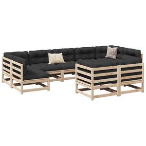 vidaXL Set canapea de grădină, 9 piese, lemn masiv de pin imagine