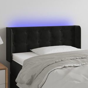 vidaXL Tăblie de pat cu LED, negru, 103x16x78/88 cm, catifea imagine