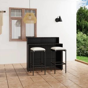 vidaXL Set mobilier bar de grădină cu perne, 3 piese, negru imagine