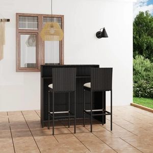 vidaXL Set mobilier bar de grădină cu perne, 3 piese, negru imagine