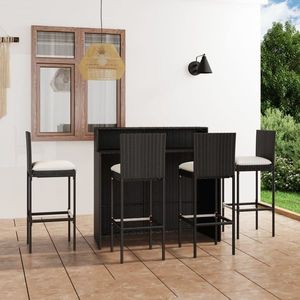 vidaXL Set mobilier bar de grădină cu perne, 5 piese, negru imagine