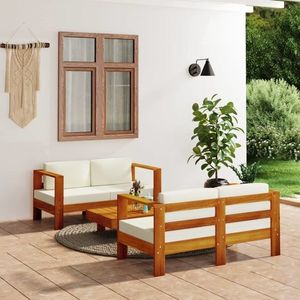 vidaXL Set mobilier grădină cu perne alb crem, 3 piese, lemn masiv imagine