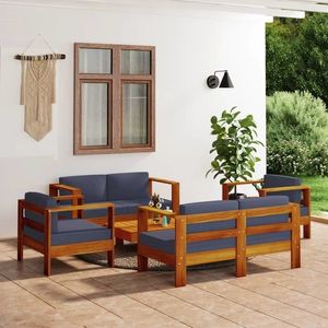 vidaXL Set mobilier grădină cu perne gri închis, 5 piese, lemn masiv imagine