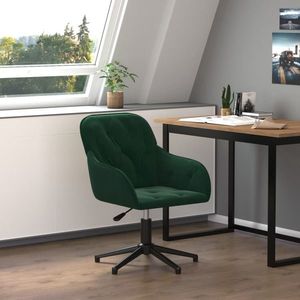 vidaXL Scaun de birou pivotant, verde închis, catifea imagine