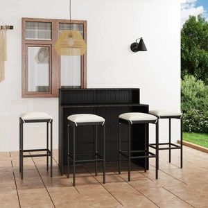 vidaXL Set mobilier bar de grădină cu perne, 5 piese, negru imagine