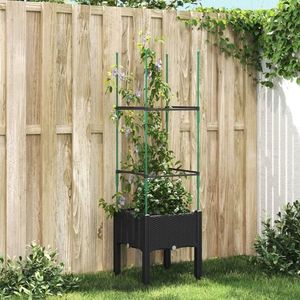 vidaXL Jardinieră de grădină cu spalier, negru, 40x40x142, 5 cm, PP imagine
