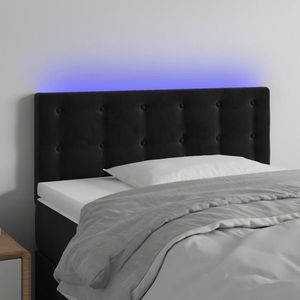 vidaXL Tăblie de pat cu LED, negru, 100x5x78/88 cm, catifea imagine