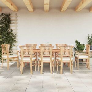 vidaXL Set mobilier de grădină, 9 piese, lemn masiv de tec imagine