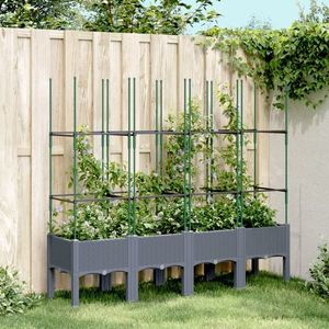 vidaXL Jardinieră de grădină cu spalier, gri, 160x40x142, 5 cm, PP imagine