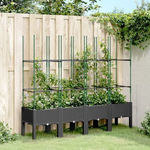 vidaXL Jardinieră de grădină cu spalier, negru, 160x40x142, 5 cm, PP imagine