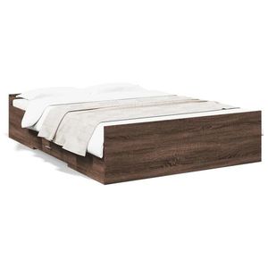 vidaXL Cadru de pat cu sertare, stejar maro, 140x190 cm lemn prelucrat imagine