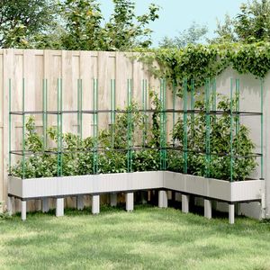 vidaXL Jardinieră de grădină cu spalier, alb, 200x160x142, 5 cm PP imagine