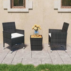 vidaXL Set mobilier bistro grădină 5 piese negru poliratan/lemn acacia imagine