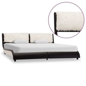 vidaXL Cadru de pat, negru și alb, 180 x 200 cm, piele ecologică imagine