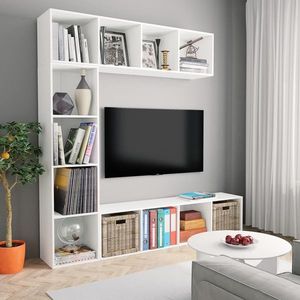 vidaXL Set bibliotecă/dulap TV, 3 piese, alb, 180 x 30 x 180 cm imagine