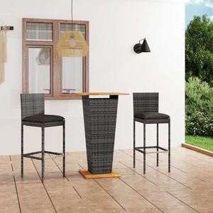 vidaXL Set mobilier de grădină cu perne, 3 piese, gri, poliratan imagine