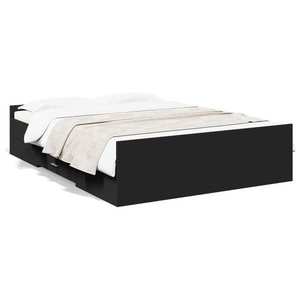 vidaXL Cadru de pat cu sertare, negru, 140x190 cm, lemn prelucrat imagine