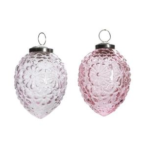 Decoratiune in forma de ou din sticla roz 8x10 cm - modele diverse imagine