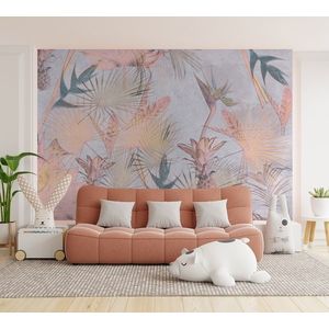 Fototapet Tropical Concrete, Komar, model floral tropical, multicolor, adeziv inclus, 368x254cm imagine
