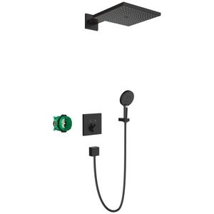 Sistem de dus incastrat termostatat Hansgrohe Raindance E ShowerSelect Square cu 2 consumatori negru mat imagine
