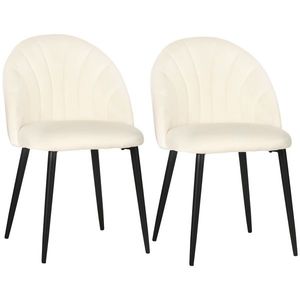Set 2 scaune pentru camera de zi, tapitate, design nordic si ergonomic, antizgarieturi si antiderapante, Bej 52x54x79cm HOMCOM | Aosom RO imagine