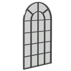 Oglindă arcuită pentru casă și birou cu suport de perete din sticlă groasă și metal, 62x2, 5x110 cm, de culoare negru HOMCOM | Aosom RO imagine