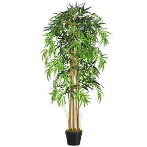 Outsunny Bambus Artificial Inaltime 150cm cu Ghiveci, Planta Artificiala Decor cu Efect Realist pentruCasa, Gradina, Birou, Verde imagine