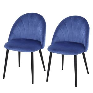Set de 2 scaune cu tesatura catifelata HOMCOM, scaune pentru living, sufragerie, scaune de catifea, scaune albastre | Aosom RO imagine