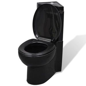 Vas toaletă din ceramică, WC baie de colț, negru imagine