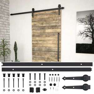 vidaXL Set feronerie pentru uși glisante SKIEN, negru, 200 cm, oțel imagine