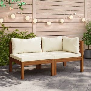 vidaXL Set mobilier grădină cu perne alb crem, 2 piese, lemn masiv imagine