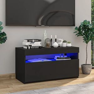 vidaXL Comodă TV cu lumini LED, negru, 75x35x40 cm imagine