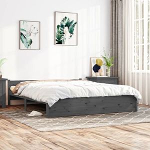 vidaXL Cadru de pat, gri, 160x200 cm, lemn masiv imagine