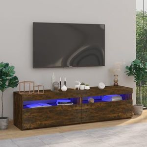 vidaXL Comodă TV cu lumini LED, 2 buc., stejar afumat, 75x35x40 cm imagine