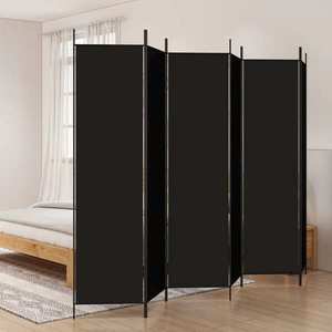 vidaXL Paravan de cameră cu 6 panouri, negru, 300x200 cm, textil imagine