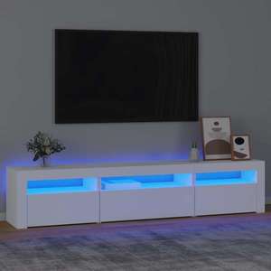 vidaXL Comodă TV cu lumini LED, alb, 195x35x40 cm imagine