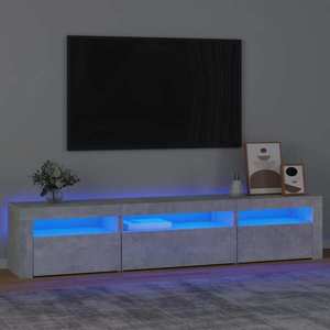 vidaXL Comodă TV cu lumini LED, gri beton, 195x35x40 cm imagine