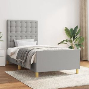 vidaXL Cadru de pat cu tăblie, gri deschis, 80x200 cm, textil imagine