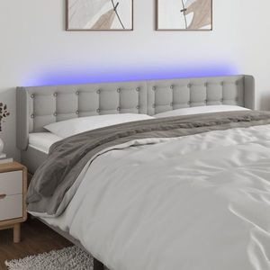 vidaXL Tăblie de pat cu LED, gri deschis, 163x16x78/88 cm, textil imagine